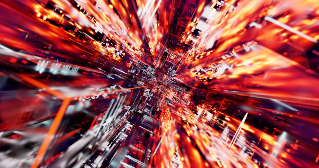 Abstract 3D digital light burst with vivid warm tones, suggesting high-speed data flow. (Photo by Pachon in Motion on Pexels)
